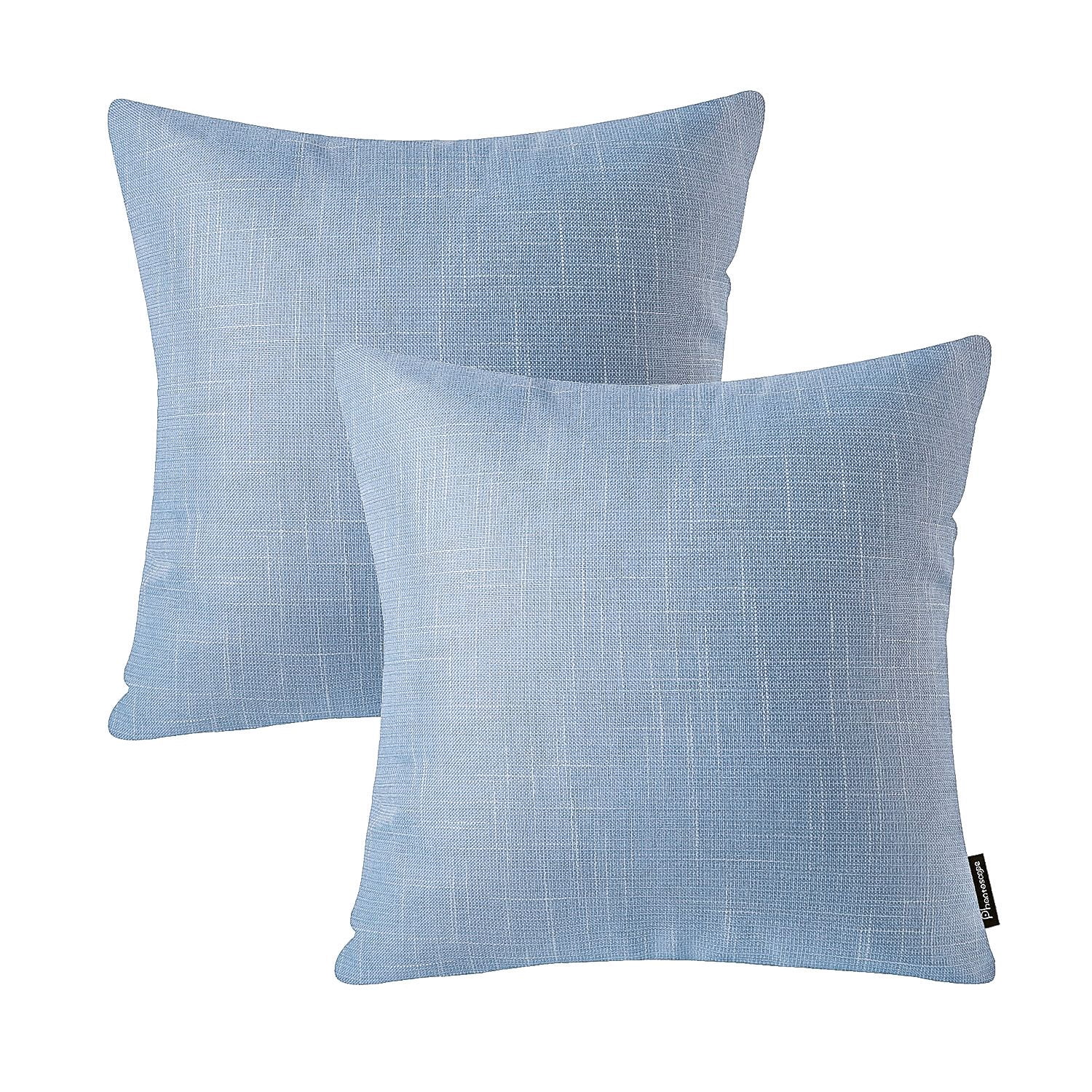 Phantoscope Soft Textured Linen-Look Decorative Throw Pillows, 20 x 20 in, Sky Blue, 2 Pack