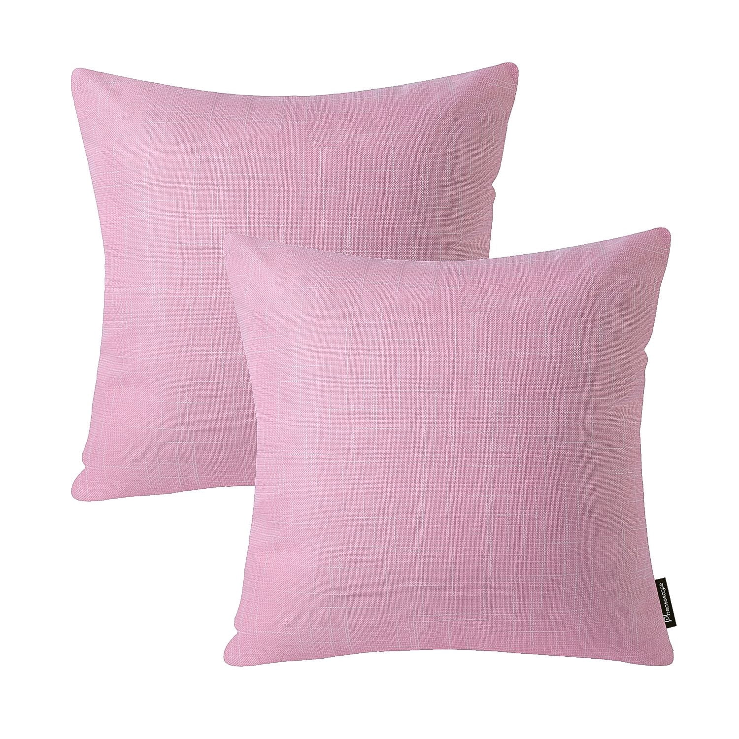 Phantoscope Soft Textured Linen-Look Decorative Throw Pillows, 22 x 22 in, Light Pink, 2 Pack