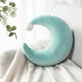 thumbnail image 1 of Phantoscope Soft Velvet Moon Character Decorative Throw Pillow with Pom Pom for Kid's Bedding, 18" x 16", Water Green, 1 Pack, 1 of 6