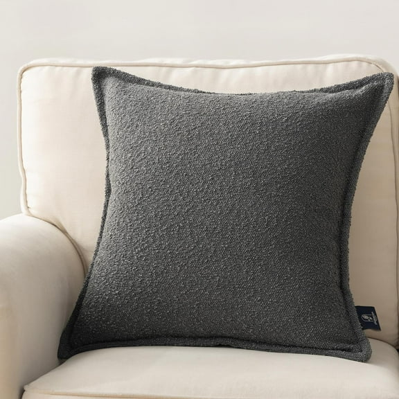 Phantoscope Terry Throw Pillow Square Decorative Pillow, 20"x 20", Dark Gray, 1 Pack