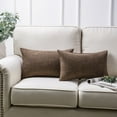 thumbnail image 1 of Holiday Deal Selection Phantoscope Textural Faux Linen Decorative Throw Pillow Cover for Bed and Couch, 12" x 20", Coffee, 2 Pack, 1 of 5