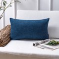 thumbnail image 1 of Phantoscope Textural Faux Linen Series Decorative Throw Pillow, 12" x 20", Navy Blue, 1 Pack, 1 of 6