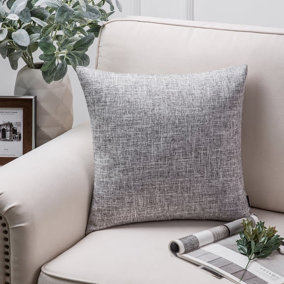 Phantoscope Textural Faux Linen Series Decorative Throw Pillow, 20" x 20", Grey, 1 Pack