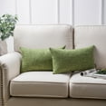 thumbnail image 1 of Phantoscope Textural Faux Linen Series Square Decorative Throw Pillow Cusion for Couch, 12" x 20", Green, 2 Pack, 1 of 6