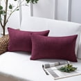 thumbnail image 1 of Phantoscope Textural Faux Linen Series Square Decorative Throw Pillow Cusion for Couch, 12" x 20", Purple, 2 Pack, 1 of 6