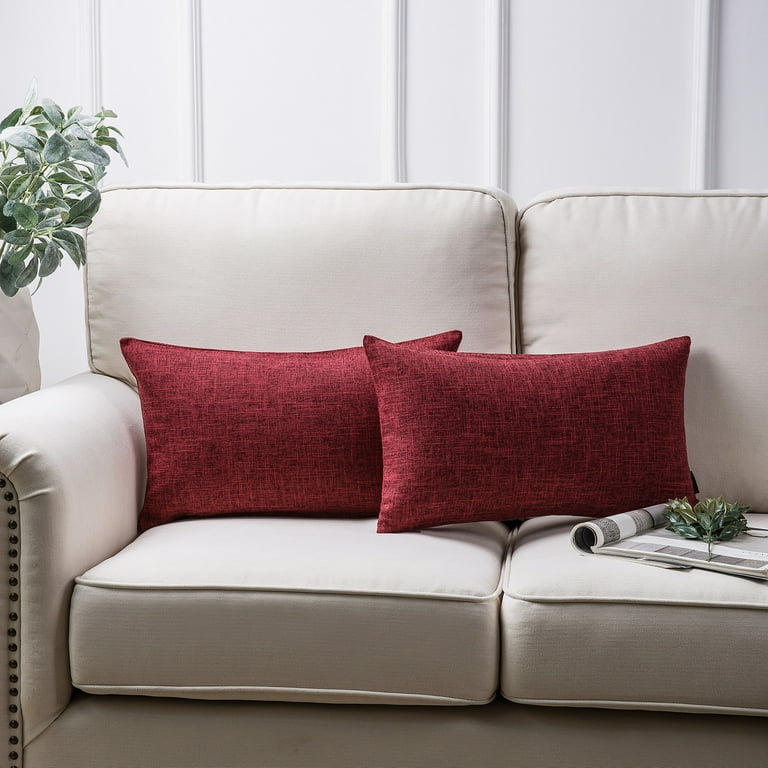 Phantoscope Textural Faux Linen Series Square Decorative Throw Pillow Cusion for Couch 12 x 20