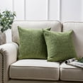 thumbnail image 1 of Phantoscope Textural Faux Linen Series Square Decorative Throw Pillow Cusion for Couch, 20" x 20", Green, 2 Pack, 1 of 6