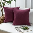 thumbnail image 1 of Phantoscope Textural Faux Linen Series Square Decorative Throw Pillow Cusion for Couch, 22" x 22", Purple, 2 Pack, 1 of 6