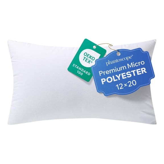 Phantoscope Hypoallergenic 12x20 Pillow Inserts, 1-Pack - Square Decorative Pillow Forms for Couch & Bed