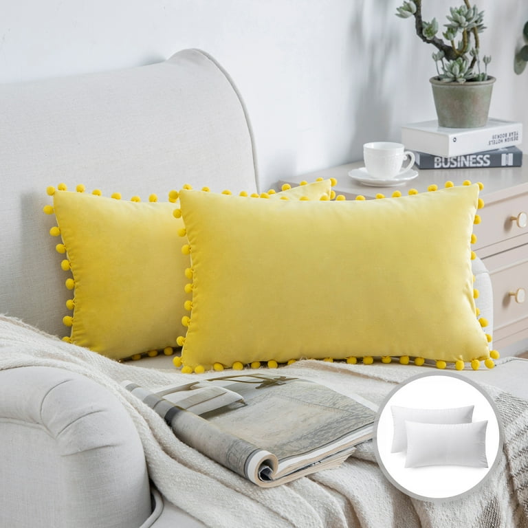 Yellow velvet throw pillows hotsell
