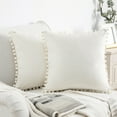 thumbnail image 1 of Phantoscope Silky Velvet Series Pom Pom Decorative Throw Pillow with Insert, 20" x 20", Off White, 2 Pack, 1 of 5