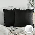 thumbnail image 1 of Phantoscope Throw Pillow with Insert，Silky Velvet Series Pom Pom Decorative pillow, 22" x 22", Black, 2 Pack, 1 of 8