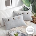 thumbnail image 1 of Phantoscope Triple Buttons Cotton Blend Series Farmhouse Square Decorative Throw Pillow Cusion for Couch, 12" x 20", Light Gray, 2 Pack, 1 of 4