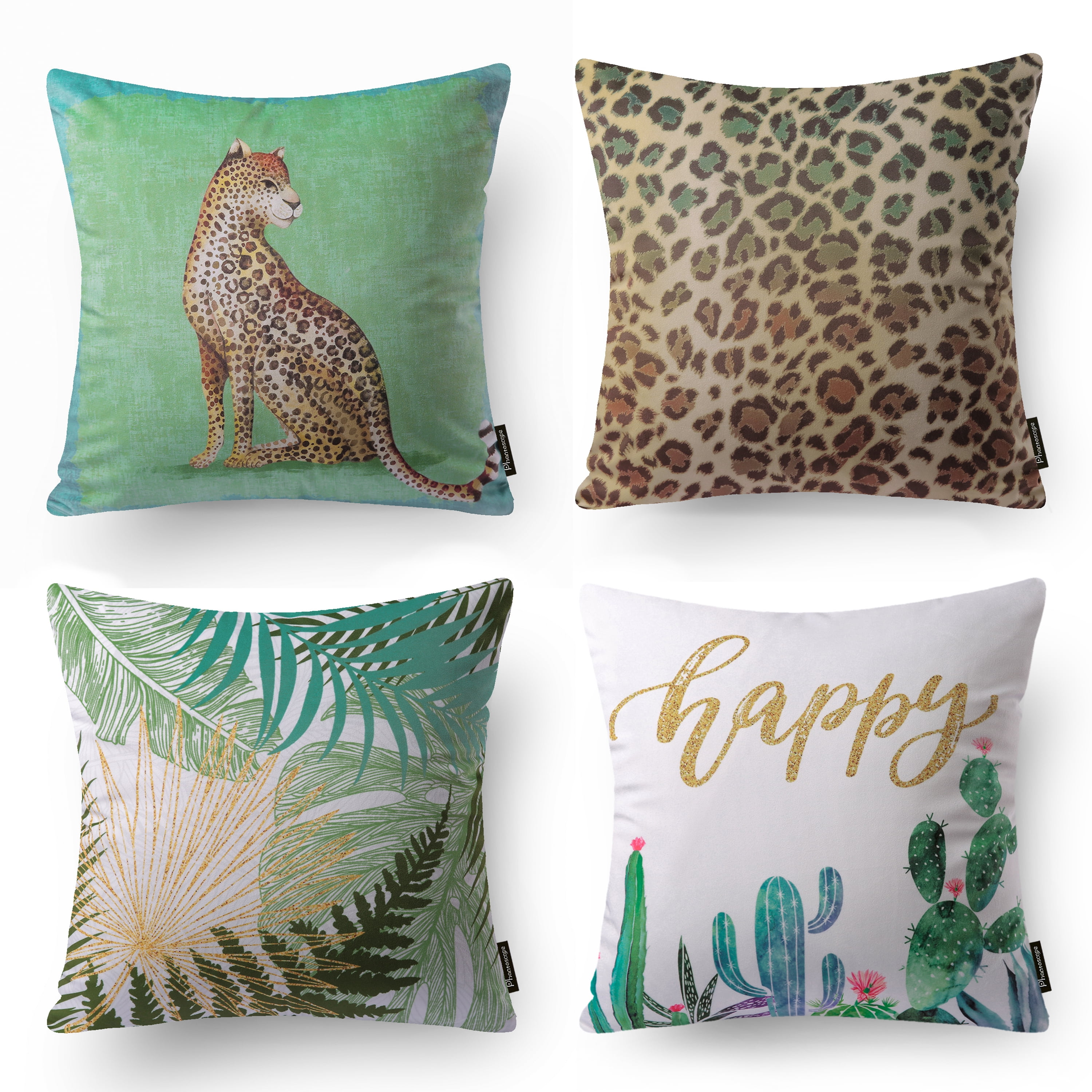 Phantoscope Tropical Series Decorative Throw Pillow Covers, Leopard, 18 ...