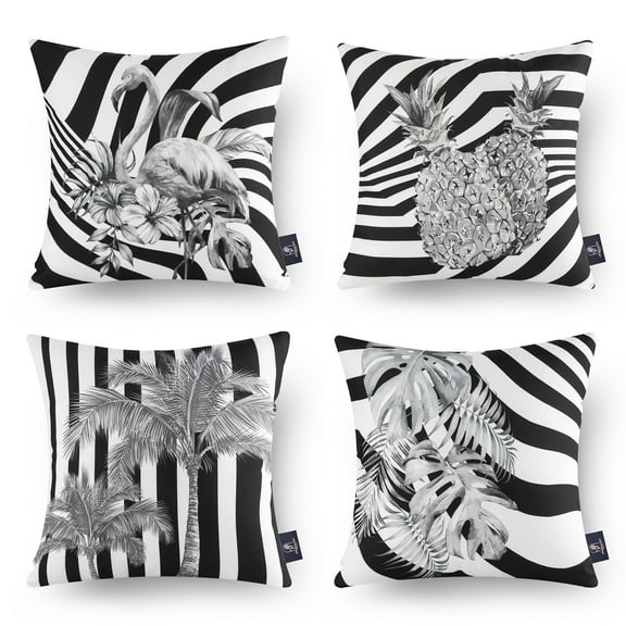 Phantoscope Tropical Series Decorative Throw Pillow Covers, Zebra Stripe, 18" x 18", Set of 4