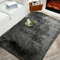 thumbnail image 1 of Phantoscope Ultra Soft Faux Fox Fur Series Decorative Indoor Area Rug 3x5 Feet Rectangle, Black with White Tip, 1 Pack, 1 of 8