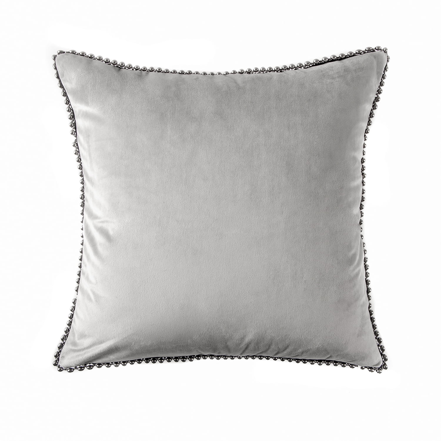 Phantoscope Velvet Decorative Throw Pillow with Insert, Particle Trim, 18 x 18 in, Dark Gray, 1 Pack