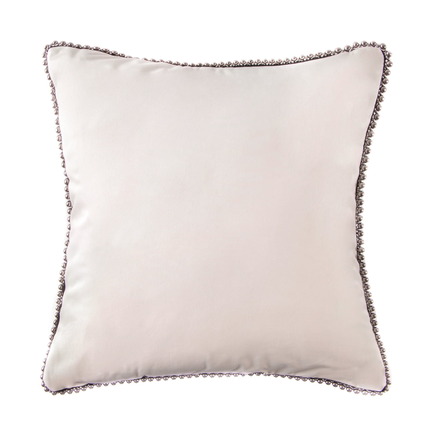 Phantoscope Velvet Decorative Throw Pillow with Insert, Particle Trim, 18 x 18 in, Off White, 1 Pack