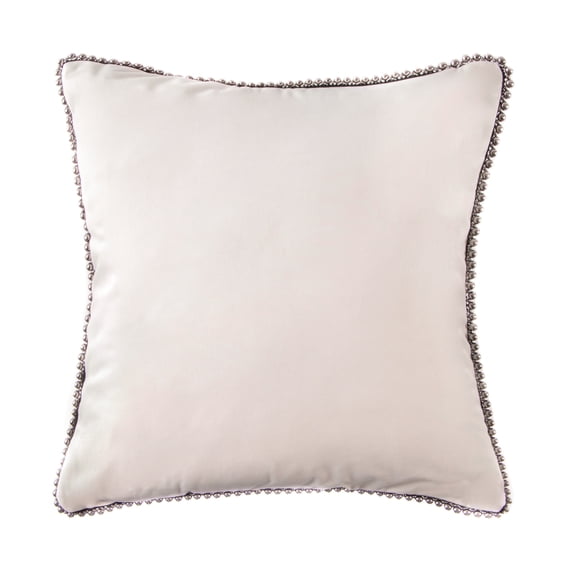 Phantoscope Velvet Decorative Throw Pillow with Insert, Particle Trim, 18 x 18 in, Off White, 1 Pack