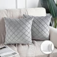 thumbnail image 1 of Phantoscope Velvet Series Pleated Checker Decorative Throw Pillow, 18" x 18", Light Grey, 2 Pack, 1 of 6
