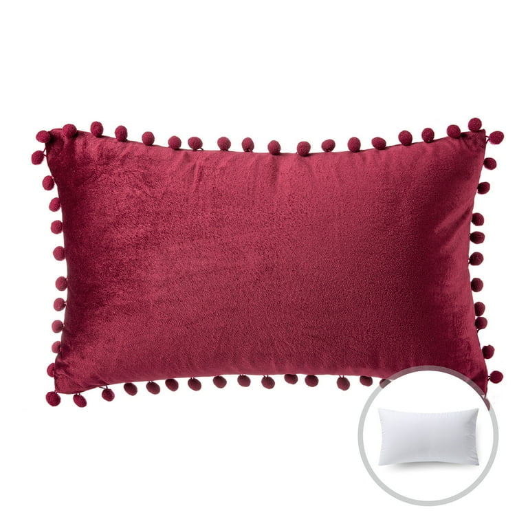 Phantoscope Velvet Series Pom Pom Rectangle Decorative Throw