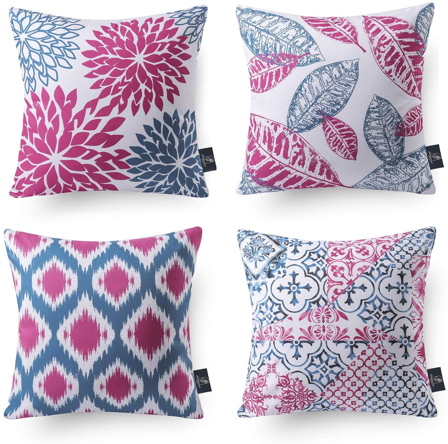 Phantoscope Vintage and Classic Series Decorative Throw Pillow Cover, 18" x 18", Blue/Purple, 4 Pack
