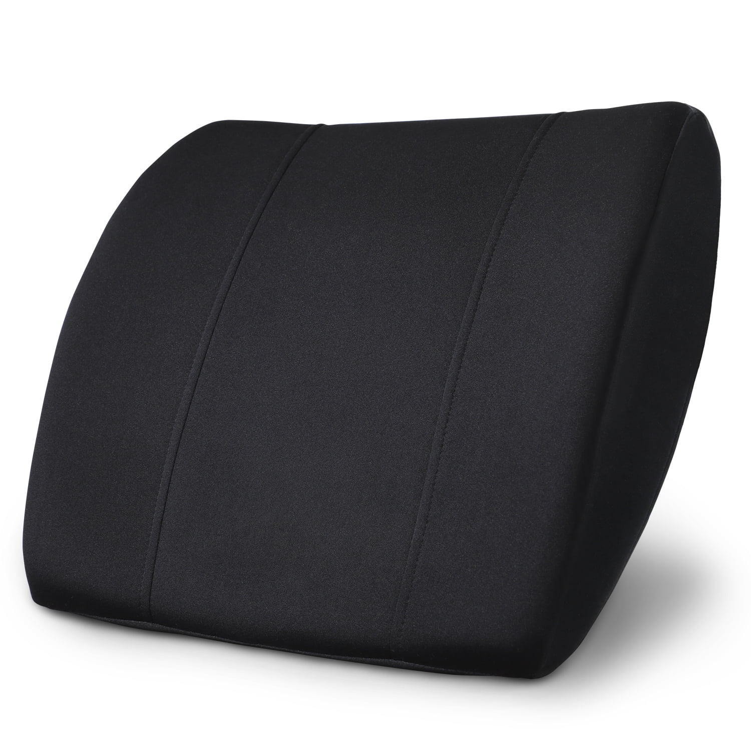 MotorTrend Lumbar Back Support, Portable Orthopedic Lumbar Back Support Memory Foam and PU Leather Seat Cushion, Black