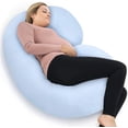 thumbnail image 1 of PharMeDoc Pregnancy Pillow, C-Shaped Full Body Pillow - Jersey Cover, Light Blue, 1 of 7