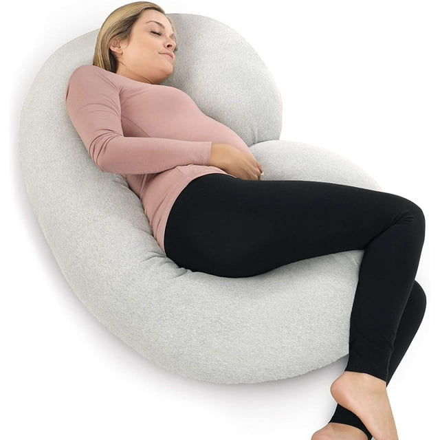 PharMeDoc Pregnancy Pillow with Jersey Cover, C Shaped Full Body Pillow