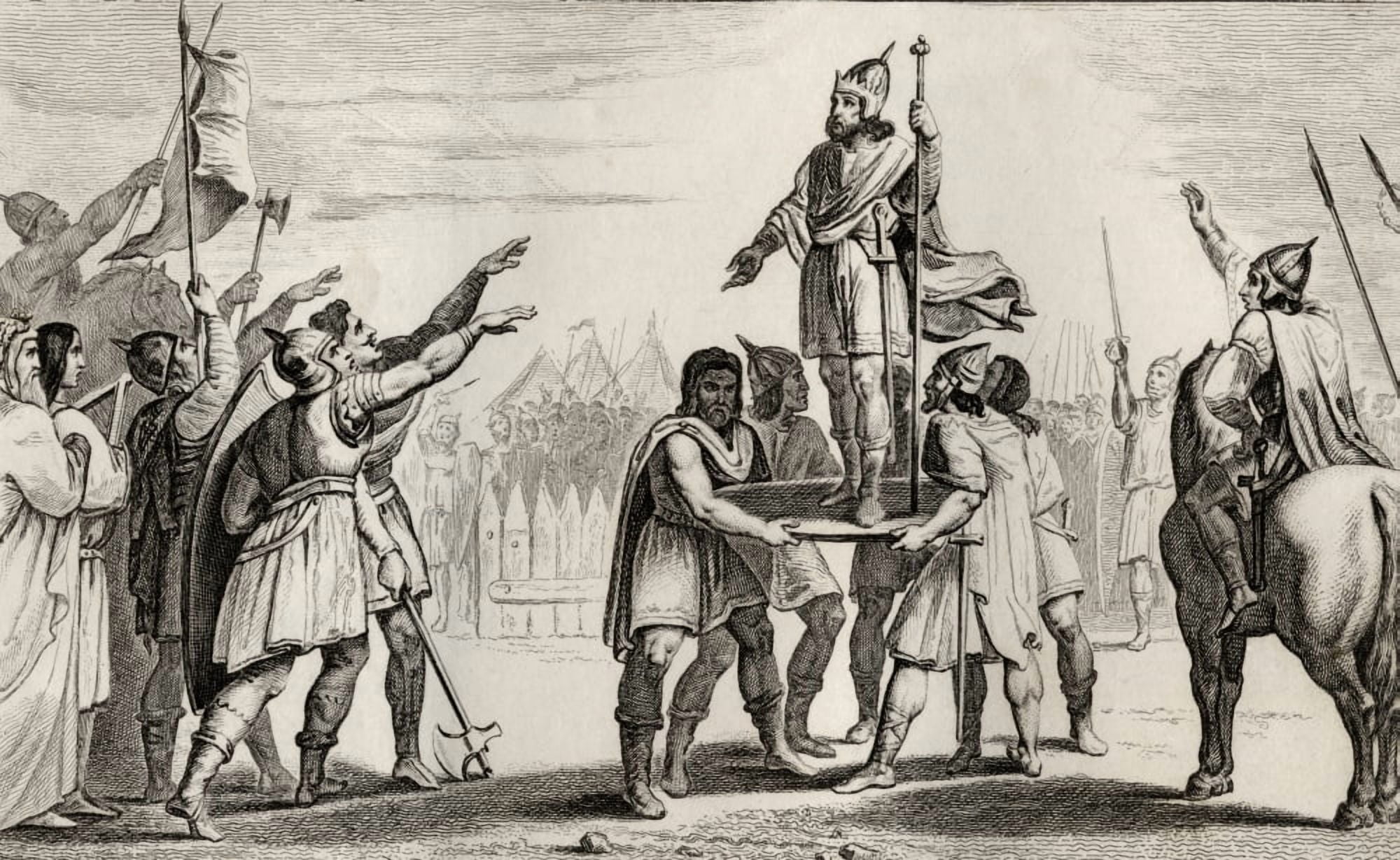 Pharamond C370 To C430 Legendary King Of France From Histoire De France By Colart Published Circa 1840 Canvas Art - Ken Welsh Design Pics (18 x 11)