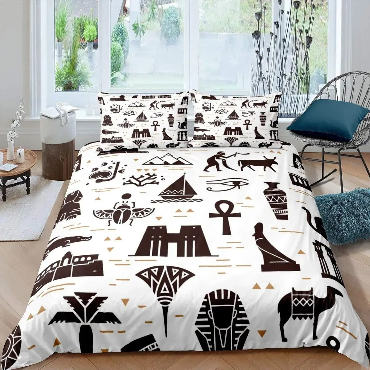 Pharaoh Duvet Cover Ancient Egypt Tribe Comforter Cover Set for Boys