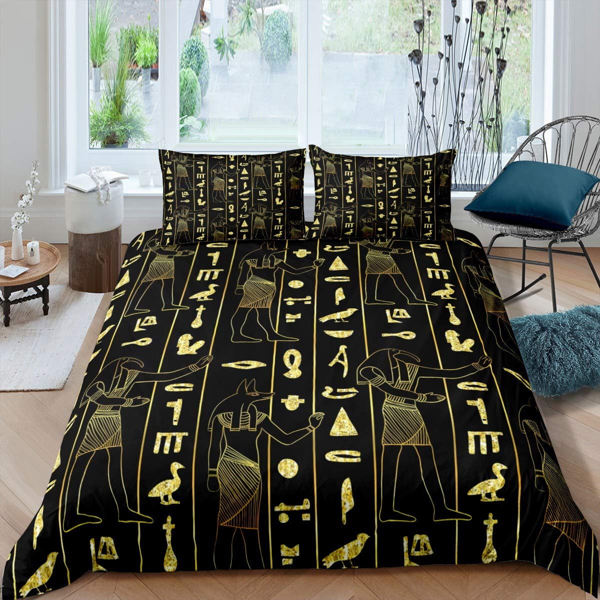 Pharaoh Duvet Cover Bedding Ancient Egypt Tribe Decor Cover Set for