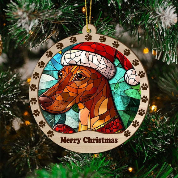 Pharaoh Hound Christmas Dog Ornament, Pharaoh Hound Dog Christmas GiftsPharaoh Hound Dog SunCatcher Christmas Gifts, Christmas Decor