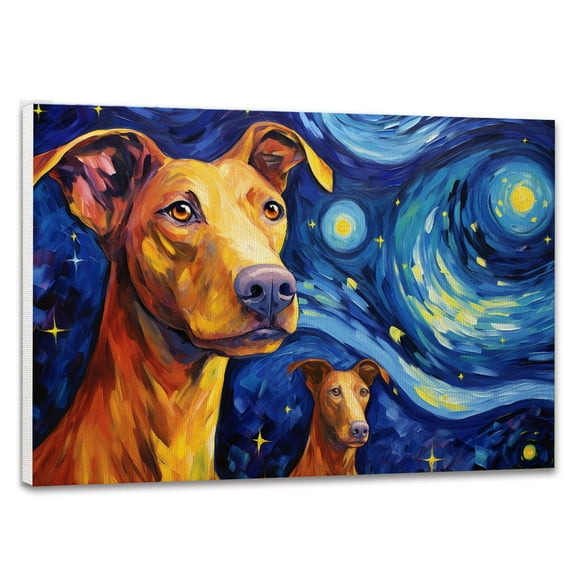 Pharaoh Hound Dog Canvas Van Gogh Starry Night Wall Art Gifts Canvas Wall Art Frame Music Artist Customized Canvas Framed Photo Art Work For The Bedroom(Gifts For Dog Lover )