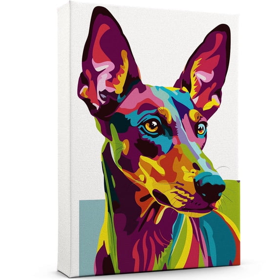 Pharaoh Hound Dog Canvas Wall Art Poster Prints Colorful Pop Animal Art Wall Decor Dog Picture Artwork Pet Dog Painting Poster for Home Bedroom Living Room Decoration Framed