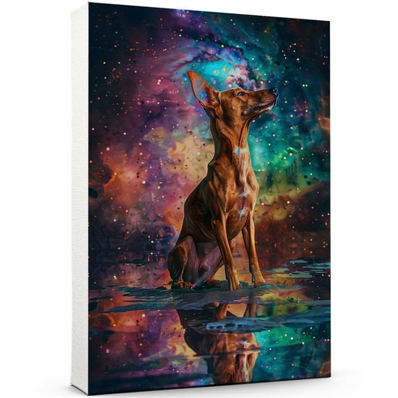 Pharaoh Hound Dog Lying in The Snow Canvas Print Wall Art Famous Painting for Kids Nursery Bedroom Living Room Office Home