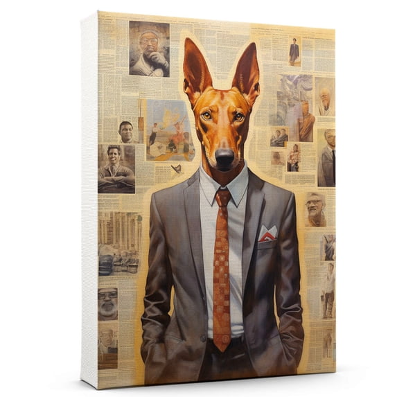 Pharaoh Hound Dog Read Newspapers Sitting Poster Prints on Canvas - Wall Decor Hanging Wall Art Personalized Dog Poster Retro Home House Decorations Living Room