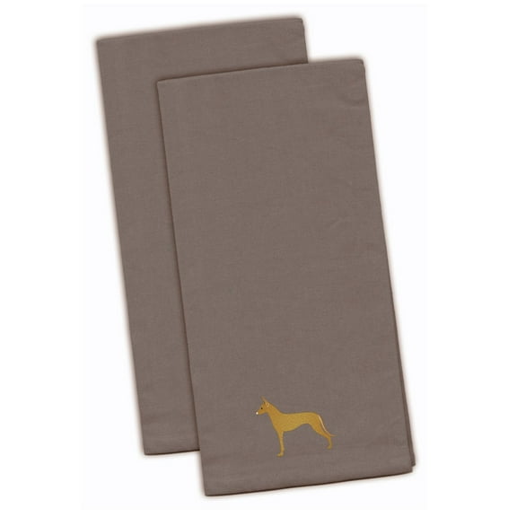 Pharaoh Hound Gray Embroidered Towel Set of 2