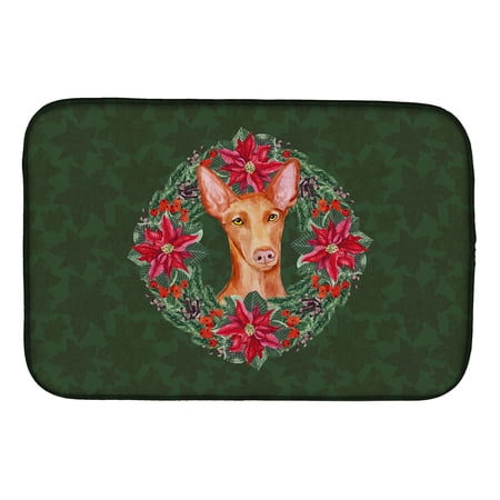 Pharaoh Hound Poinsetta Wreath Dish Drying Mat