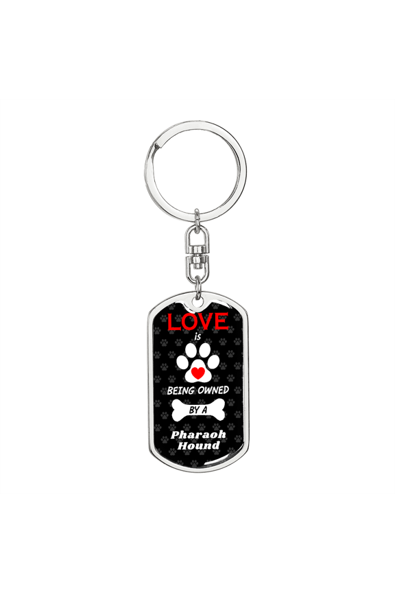 Pharaoh Hound Stainless Steel or 18k Gold Premium Swivel Dog Tag Keychain