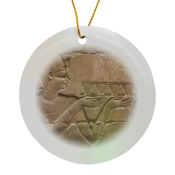 3drose, Pharaoh Relief, Chapel for Amun-min, Temple of Luxor. Egypt-af14 Pri0049 - Prisma, Circle Porcelain Ornament