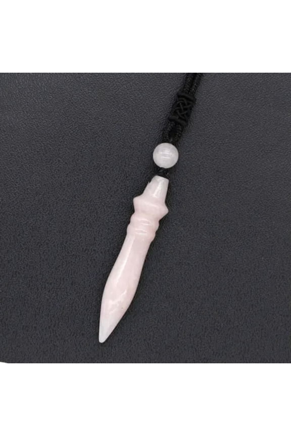 Pharaoh Scepter Necklace Natural Crystal Quartz Amethyst Fluorite Stone Pendant