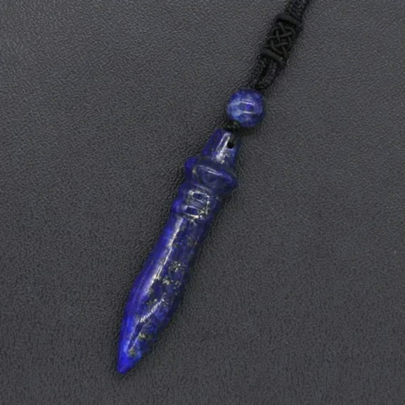 Pharaoh Scepter Necklace Natural Crystal Quartz Amethyst Fluorite Stone Pendant