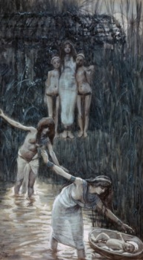 Pharaohs Daughter Has Moses Brought to Her James Tissot (1836-1902 French) Jewish Museum New York City Canvas Art - James Tissot (18 x 24)