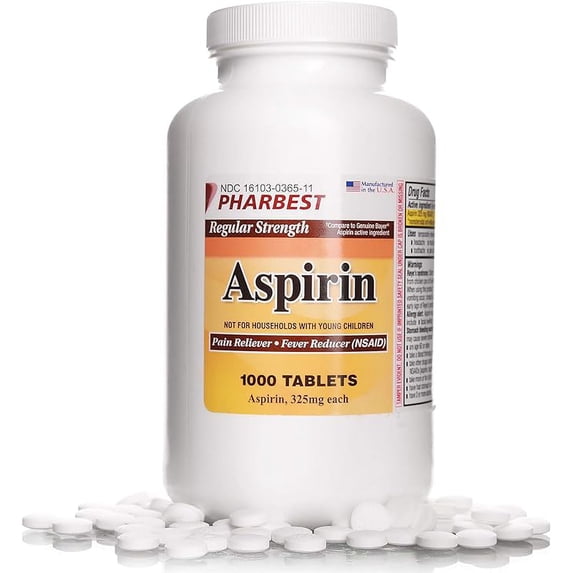 Pharbest Aspirin Regular Strength 325 Mg Uncoated Tablets, 1000 Ea, 6 Pack