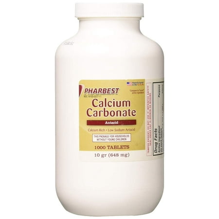 Pharbest Calcium Carbonate Antacid Supplement Tablets, 1000 ct