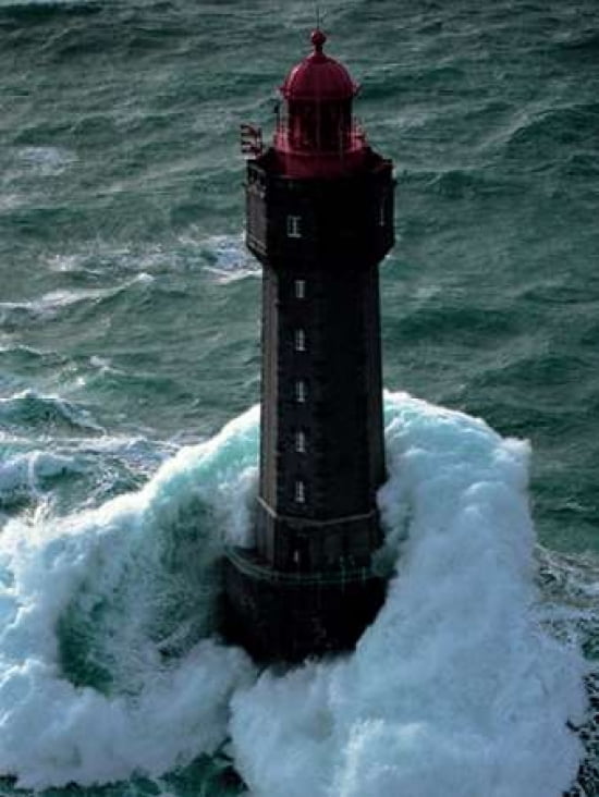 Phare Dans La Tempte La Jument II Canvas Art - Jean Guichard (18 x 24)