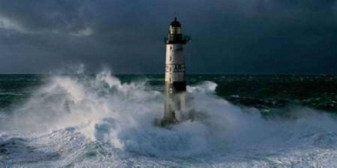 Phare d Ar-Men lors d une tempete Canvas Art - Jean Guichard (10 x 20)