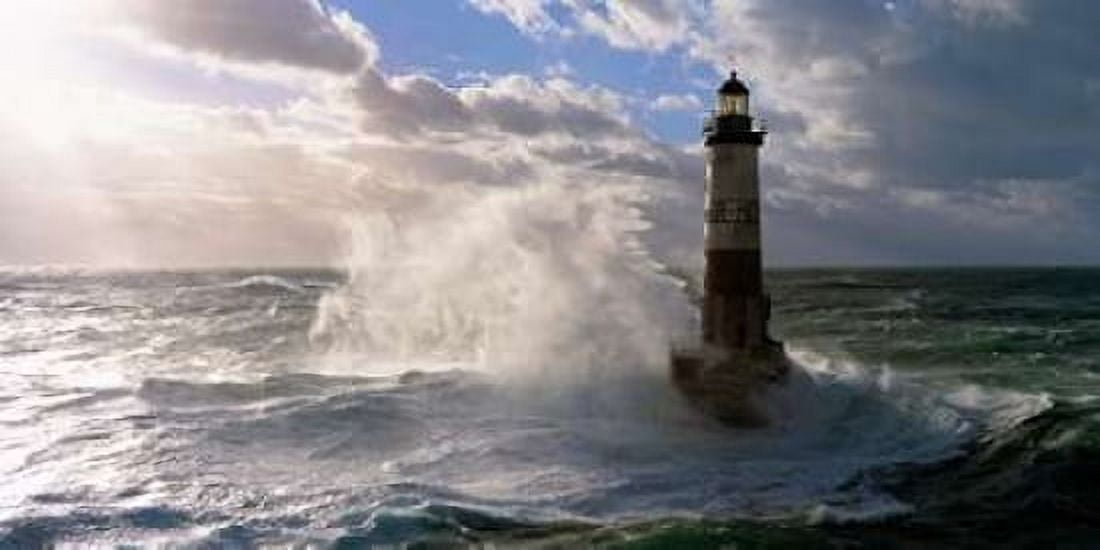 Phare d Ar-Men pres de l ile de Sein Canvas Art - Jean Guichard (10 x 20)