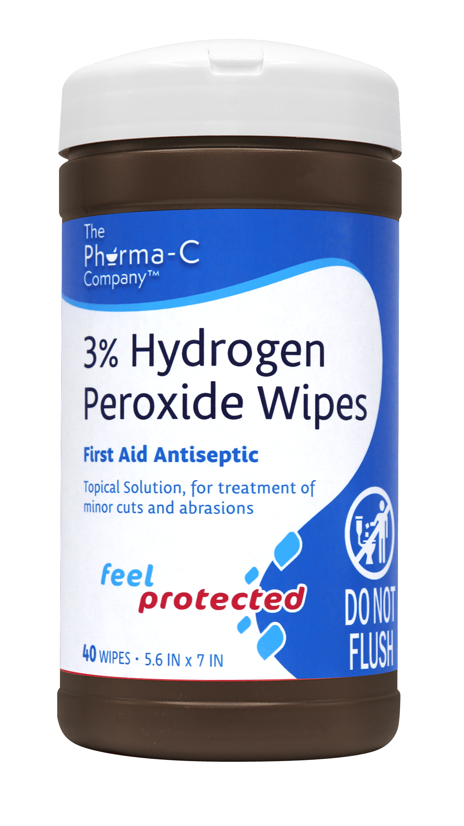 PharmaC 3 Hydrogen Peroxide Wipes [1 canister, 40 Wipes] Made in USA